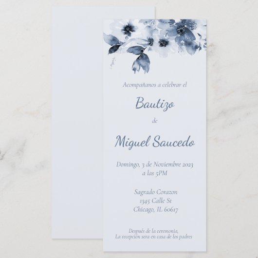 Uitnodiging tot doop, Invitacion de bautizo para n (Voorkant / Achterkant)