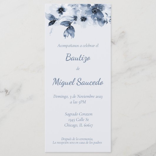 Uitnodiging tot doop, Invitacion de bautizo para n (Voorkant)