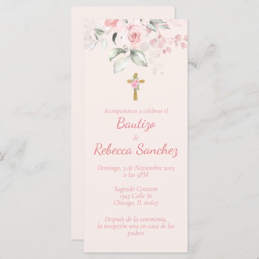 Uitnodiging tot doop, Invitacion de bautizo para n (Voorkant / Achterkant)