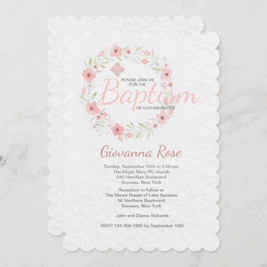 Uitnodiging tot doop krans (Voorkant / Achterkant)