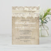  uitnodiging tot douche | antiek kant (Staand voorkant)