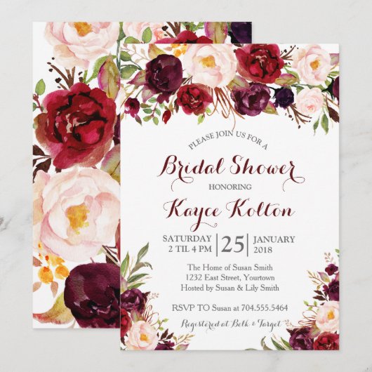 Uitnodiging tot douche van Bourgogne brudal (Voorkant / Achterkant)