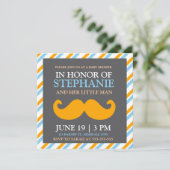 Uitnodiging tot douche voor baby's in Mustache (Staand voorkant)