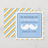 Uitnodiging tot douche voor baby's in Mustache (Voorkant / Achterkant)