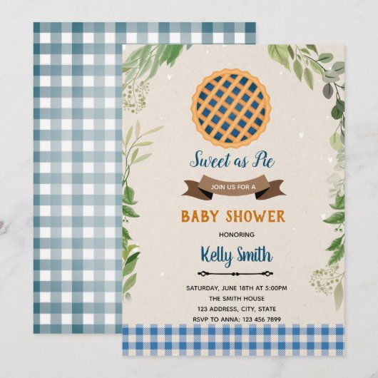 Uitnodiging tot douche voor bosbessen (Voorkant / Achterkant)