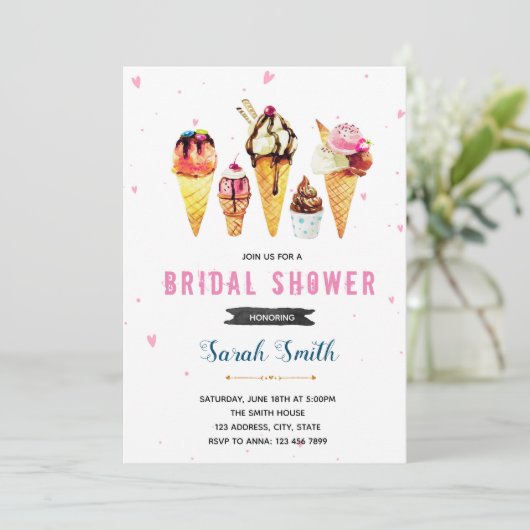 Uitnodiging tot douche voor crème (Staand voorkant)