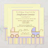 Uitnodiging tot dubbele carriage Twin Girl Boy Sho (Voorkant / Achterkant)