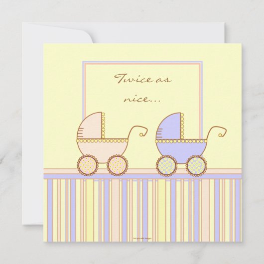 Uitnodiging tot dubbele carriage Twin Girl Boy Sho (Achterkant)