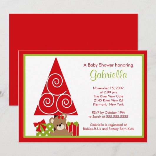 Uitnodiging tot edele kerstfeestdagen Baby shower (Voorkant / Achterkant)