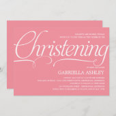 Uitnodiging tot edele Script Christening - Roze (Voorkant / Achterkant)