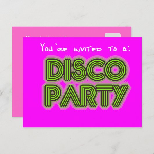 Uitnodiging tot een disco-partij (Voorkant / Achterkant)
