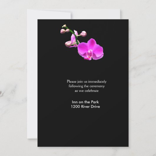 Uitnodiging tot een donkerroze orchidee bruiloft (Achterkant)