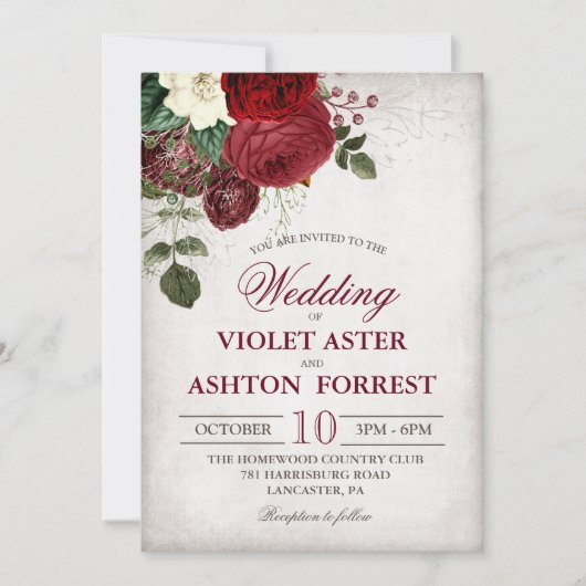  uitnodiging tot een Floral bruiloft (Voorkant)