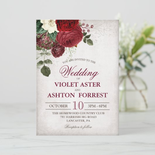  uitnodiging tot een Floral bruiloft (Staand voorkant)