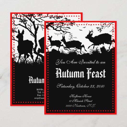 Uitnodiging tot een herfst- of oogstbal (Voorkant / Achterkant)