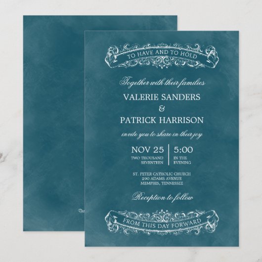 Uitnodiging tot een homohuwelijk - Blauwgroen (Voorkant / Achterkant)