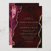 Uitnodiging tot een huwelijk met zwarte en Bourgog (Voorkant / Achterkant)