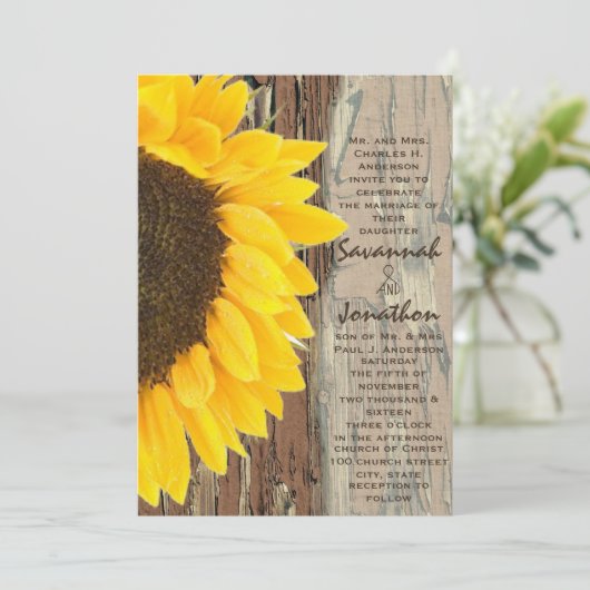 Uitnodiging tot een huwelijk tussen soonbloemen in (Staand voorkant)