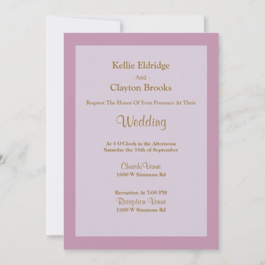 Uitnodiging tot een lichte Paarse weddenschap (Voorkant)