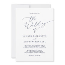 Uitnodiging tot een marineblauw minimalistisch huw