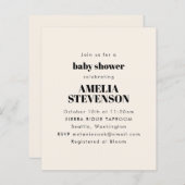 Uitnodiging tot een minimaal Baby shower budgettai (Voorkant / Achterkant)