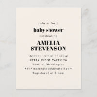 Uitnodiging tot een minimaal Baby shower budgettai