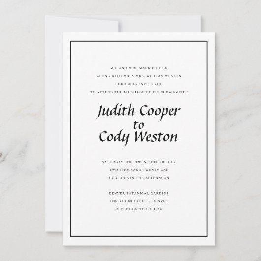 Uitnodiging tot een minimaal huwelijk (Voorkant)