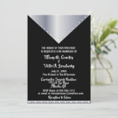 Uitnodiging tot een modern huwelijk met zwarte en  (Staand voorkant)