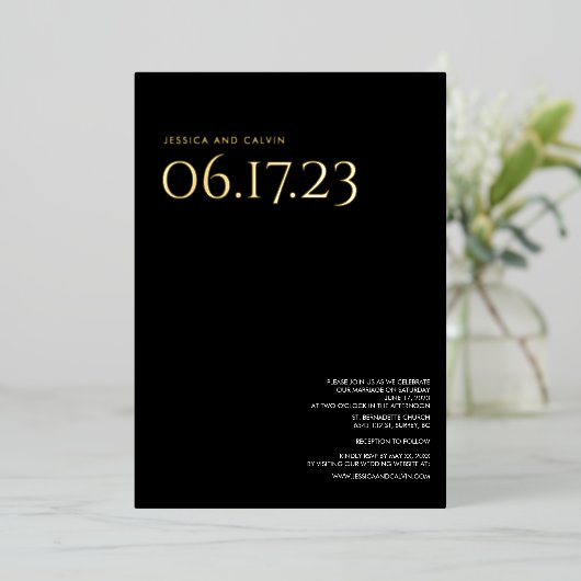 Uitnodiging tot een moderne goudfiele tekst (Staand Voorkant)