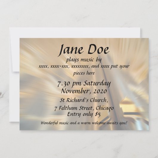 Uitnodiging tot een orgaanconcert - Sydney buizen (Achterkant)