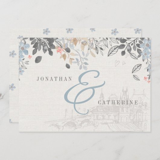 Uitnodiging tot een oude bridal voor wereldcharme (Voorkant / Achterkant)