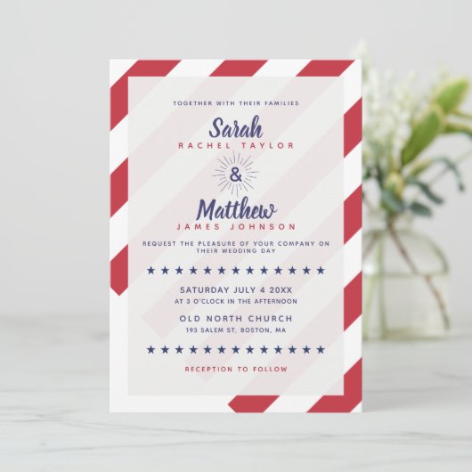 Uitnodiging tot een patriottisch huwelijk - Amerik (Staand voorkant)