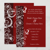 Uitnodiging tot een rode en bruine Floral bruiloft (Voorkant / Achterkant)
