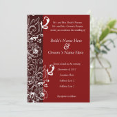 Uitnodiging tot een rode en bruine Floral bruiloft (Staand voorkant)
