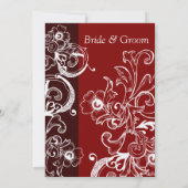 Uitnodiging tot een rode en bruine Floral bruiloft (Achterkant)