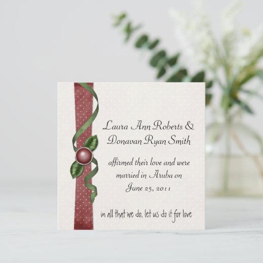 Uitnodiging tot een rood en groen posthuwelijk (Staand voorkant)
