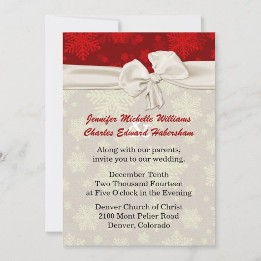 Uitnodiging tot een rood en ivoren huwelijk (Voorkant)