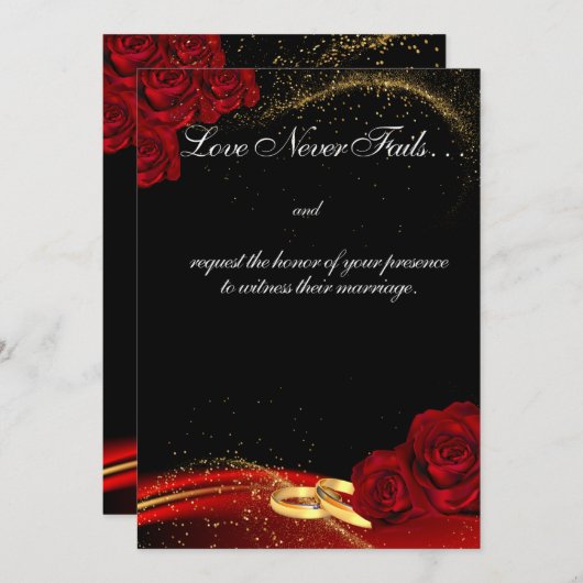 Uitnodiging tot een rood en zwart huwelijk (Voorkant / Achterkant)