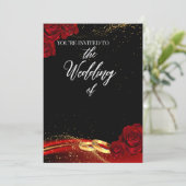 Uitnodiging tot een rood en zwart huwelijk (Staand voorkant)