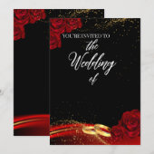 Uitnodiging tot een rood en zwart huwelijk (Voorkant / Achterkant)