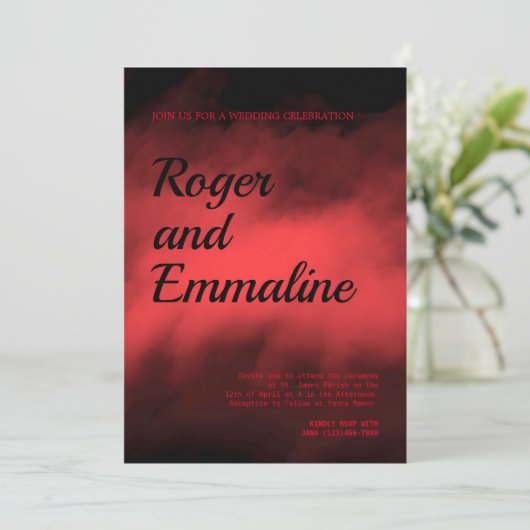 Uitnodiging tot een rood en zwart huwelijk (Staand voorkant)
