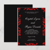 Uitnodiging tot een rood en zwart Victoriaans huwe (Voorkant / Achterkant)