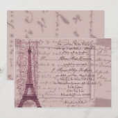 Uitnodiging tot een roze parisian Wedding (Voorkant / Achterkant)