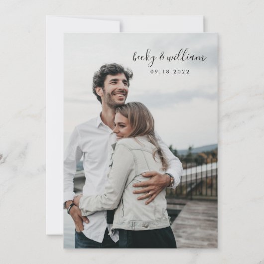 Uitnodiging tot een zwart-wit modern minimalistisc (Achterkant)