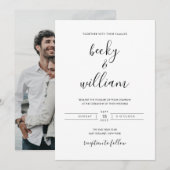 Uitnodiging tot een zwart-wit modern minimalistisc (Voorkant / Achterkant)