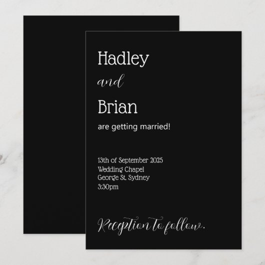 Uitnodiging tot een zwart-withuwelijk (Voorkant / Achterkant)