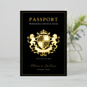 Uitnodiging tot een zwarte en goudmoderne bruiloft (Staand Voorkant)