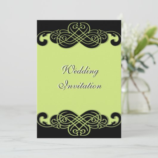 Uitnodiging tot een zwarte en paarse groene rillen (Staand voorkant)