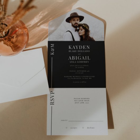 Uitnodiging tot een zwarte en witte bruiloft