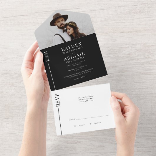 Uitnodiging tot een zwarte en witte bruiloft (Afscheurbaar)